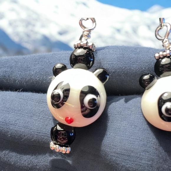 Glass Panda Bear Earrings Panda earrings Panda bear earrings. Adorable - Picture 8 of 17